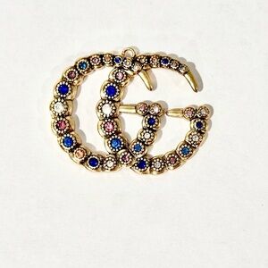 Gold-Tone Interlocking GG-Style Crystal Pendant Charm